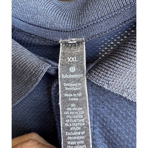 Lululemon Shirt Men’s XXL Navy Polo Metal Vent Golf Short Sleeve READ - Picture 4 of 8